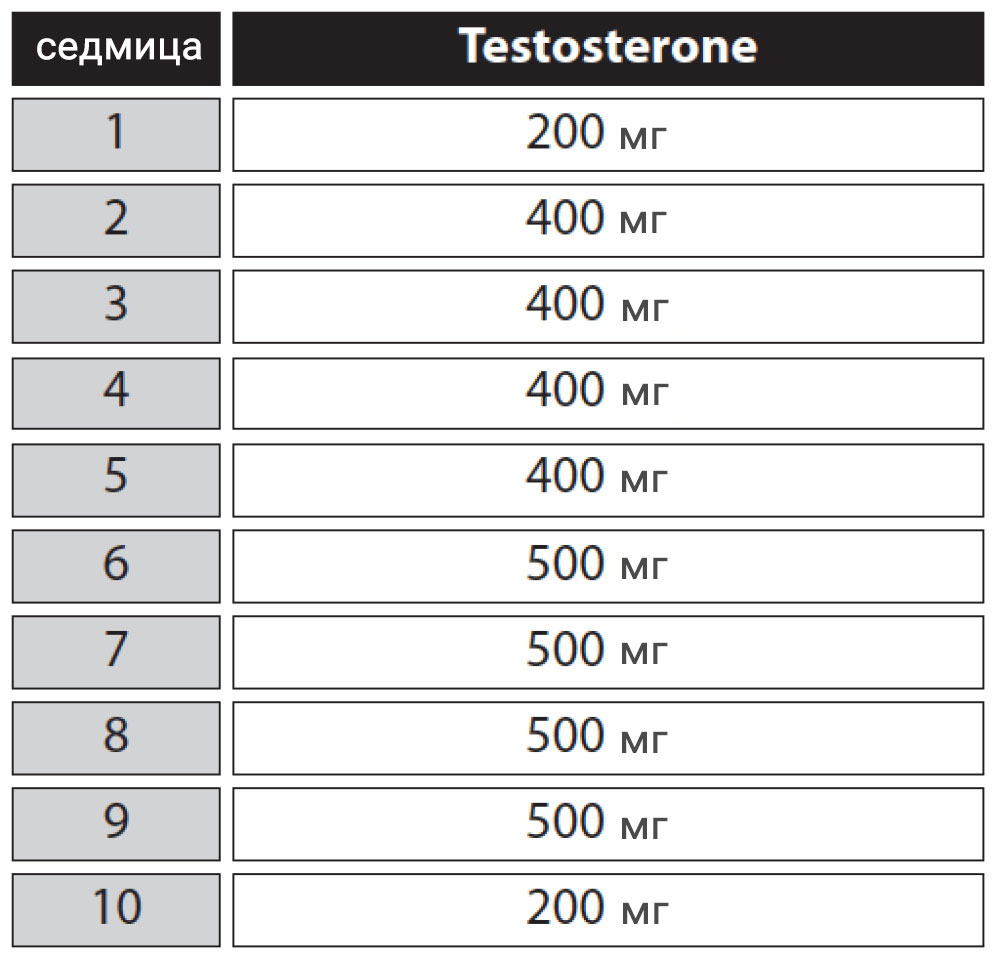Стероиден цикъл с Testosterone за маса